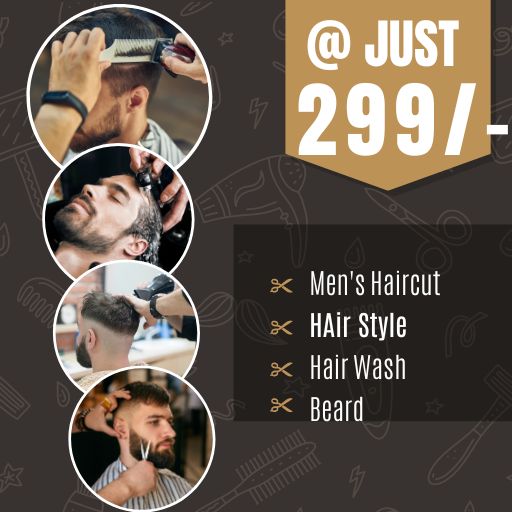 @299/- : Men Hair Cut + Hair Wash+Hair Styling + Beard